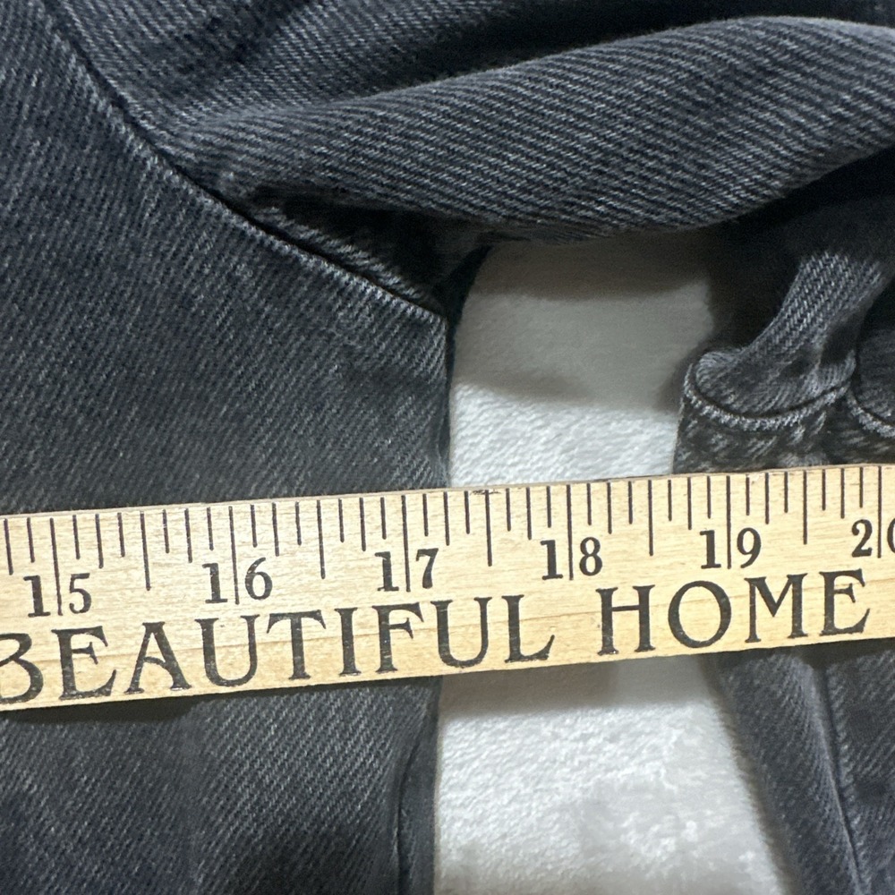 Free People Jacket Womens Size XS Black Faded Denim Button Front Cropped - Picture 6 of 8
